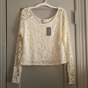 Forever 21+ Lace Sleeves Crop Top